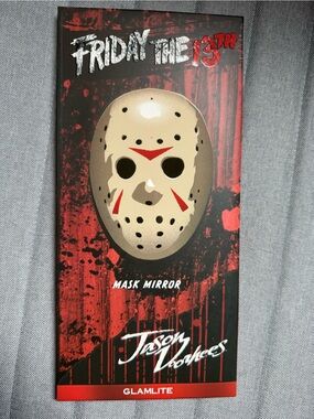 NIB Glamlite Jason Voorhees Friday the 13th Mask Mirror - Red & Tan